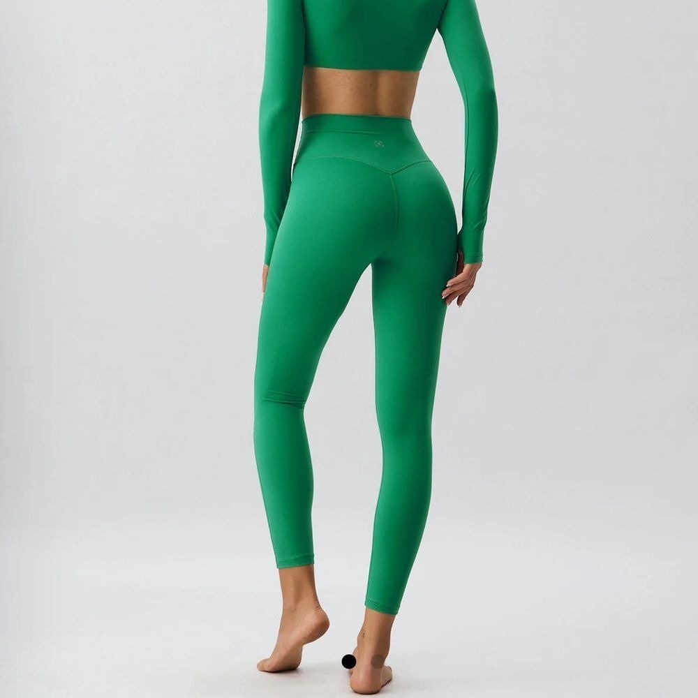 High Waisted Lycra Leggings Green Women's Size Large New With Tag
